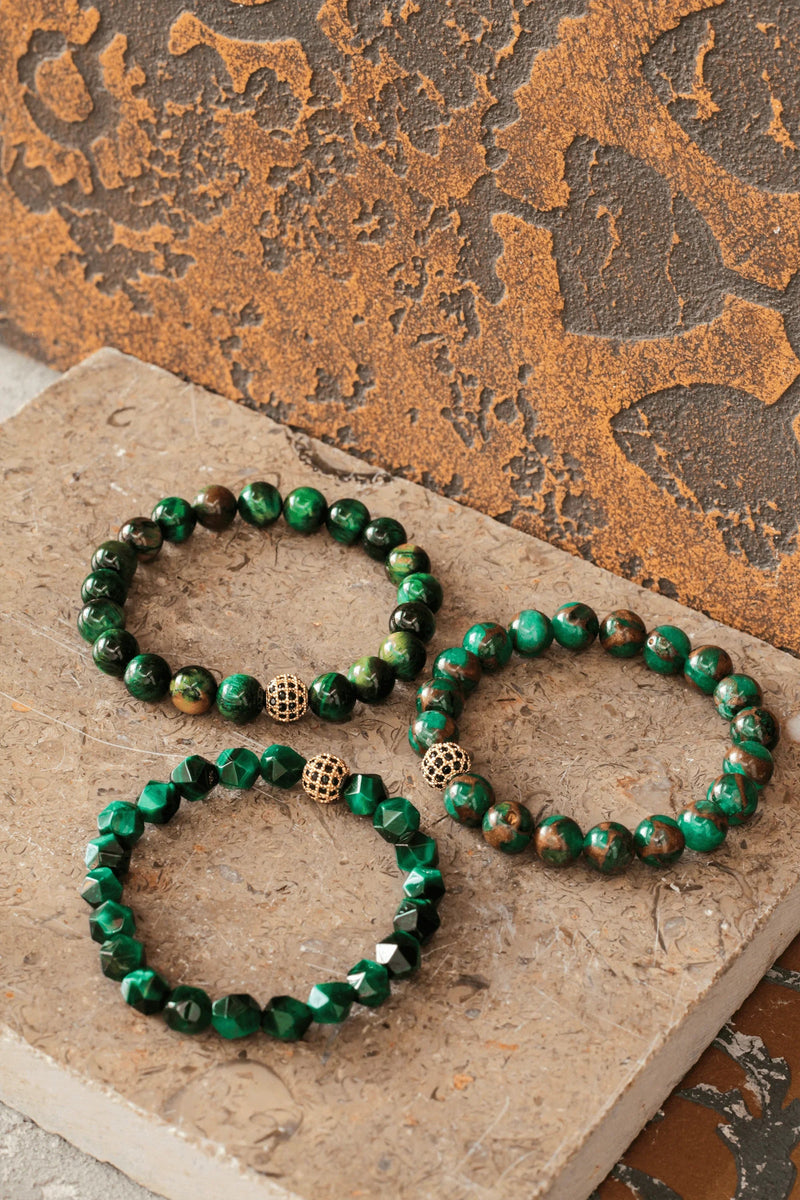 Brazalete Ojo de Tigre Verde 8mm - Tayrona Accesorios