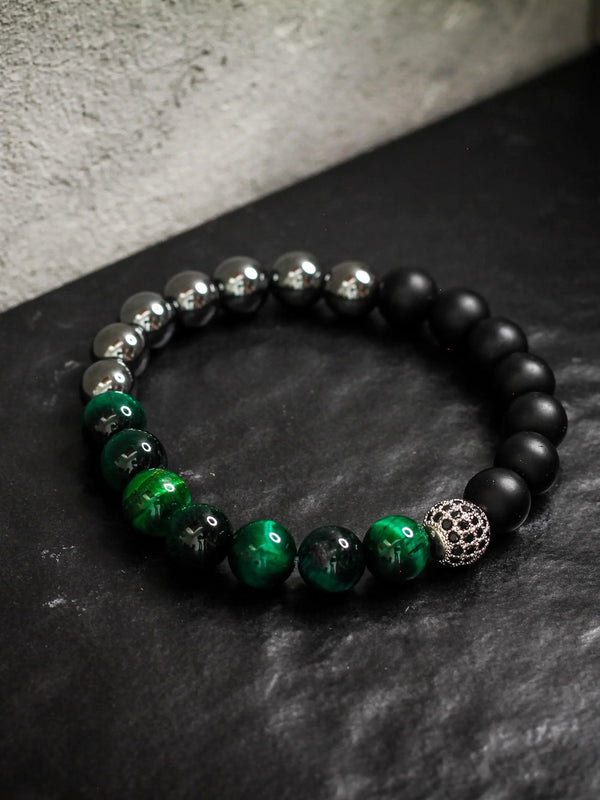 Brazalete Ojo de Tigre Verde Mixto 8mm - Tayrona Accesorios