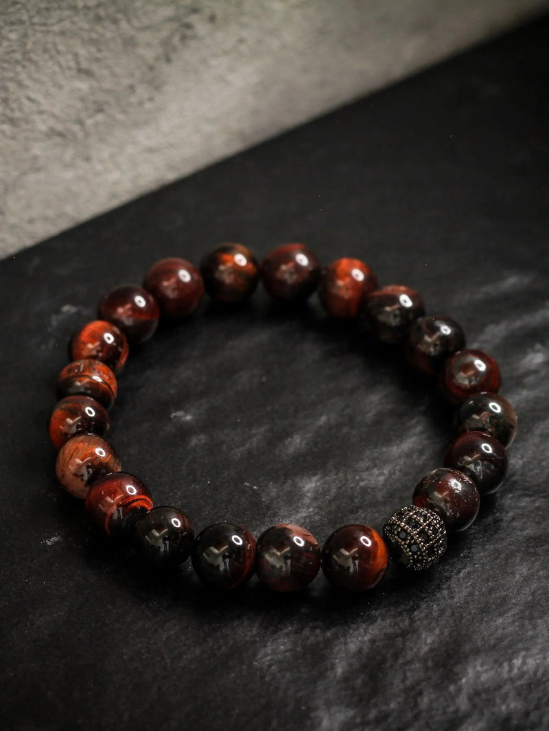 Brazalete Ojo de Tigre Rojo 8mm - Tayrona Accesorios