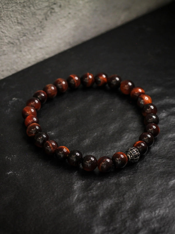 Brazalete Ojo de Tigre Rojo 6mm - Tayrona Accesorios