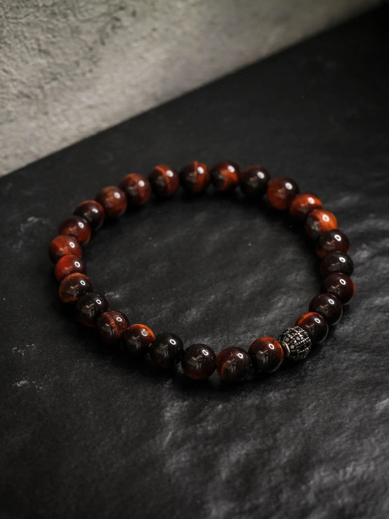 Brazalete Ojo de Tigre Rojo 6mm - Tayrona Accesorios