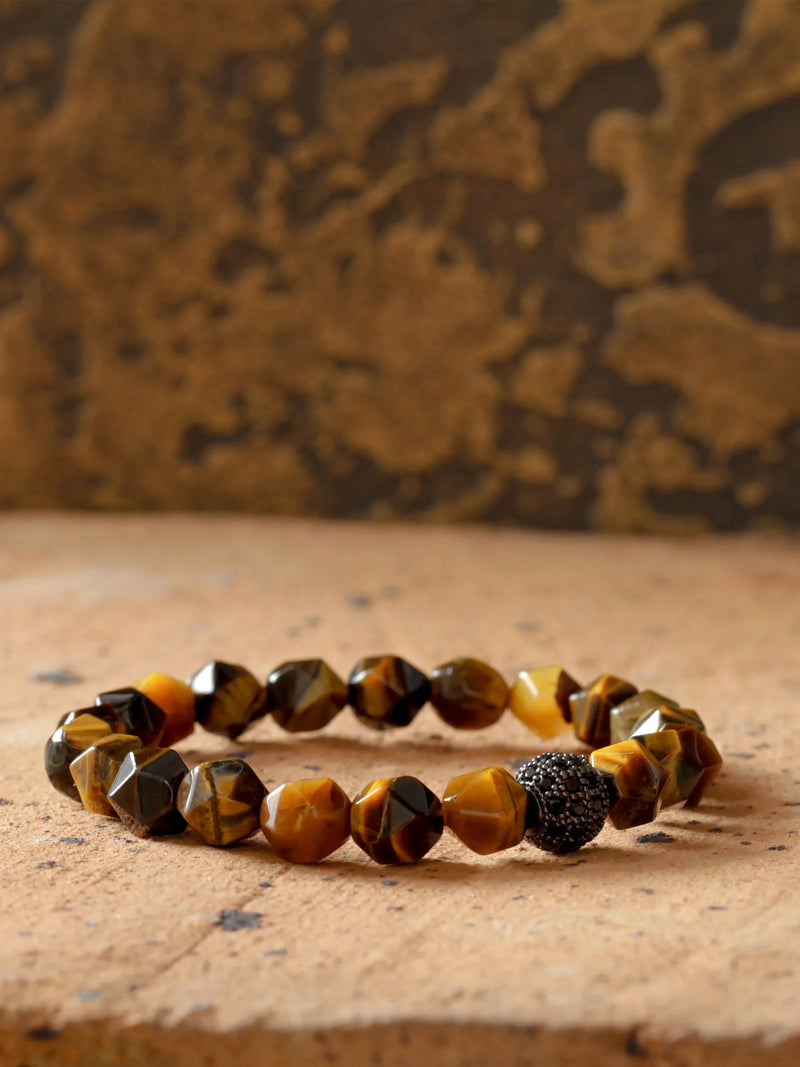 Brazalete Ojo de Tigre Facetado 8mm