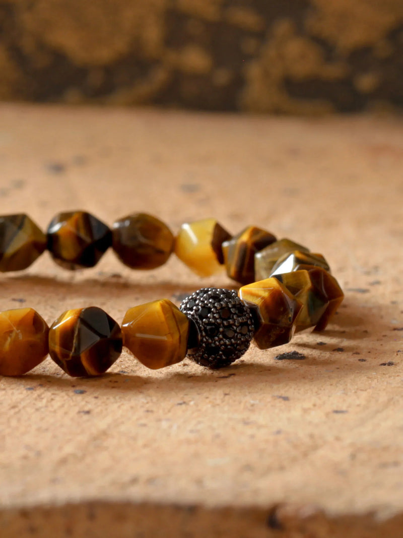 Brazalete Ojo de Tigre Facetado 8mm