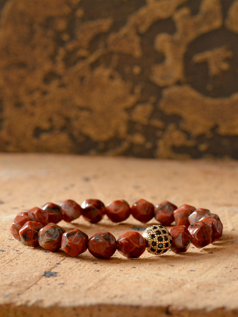 Brazalete Jasper Volcán Facetado 8mm
