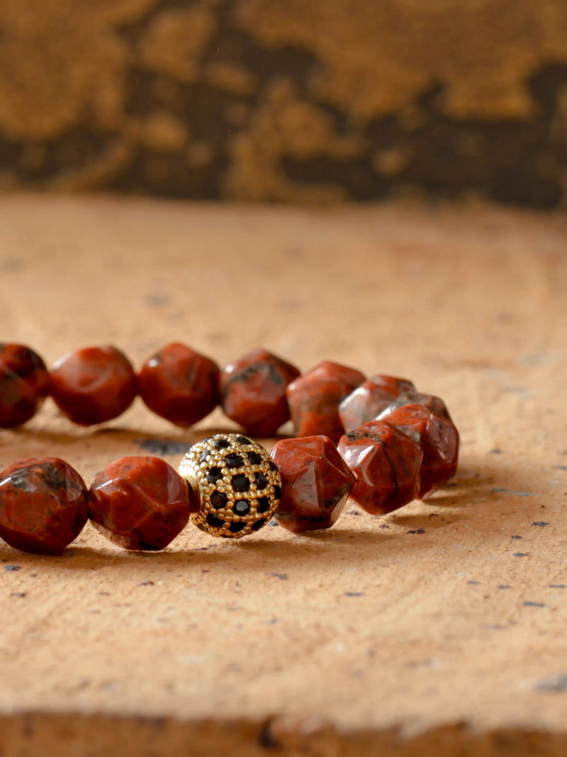 Brazalete Jasper Volcán Facetado 8mm