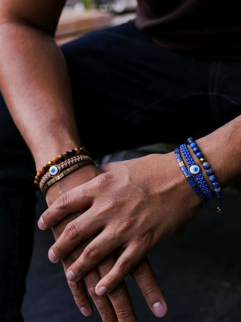 Brazalete Miyuki Tila Azul Marmolizado