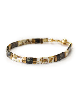 Brazalete Miyuki Tila Marmol Blanco 5mm