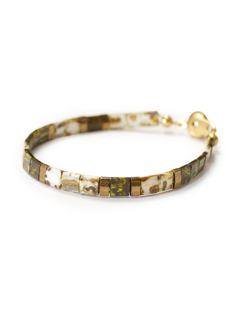 Brazalete Miyuki Tila Marmol Beige 5mm