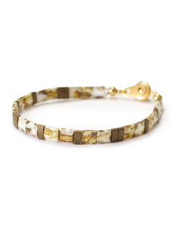 Brazalete Miyuki Tila Marmol Dorado 5mm