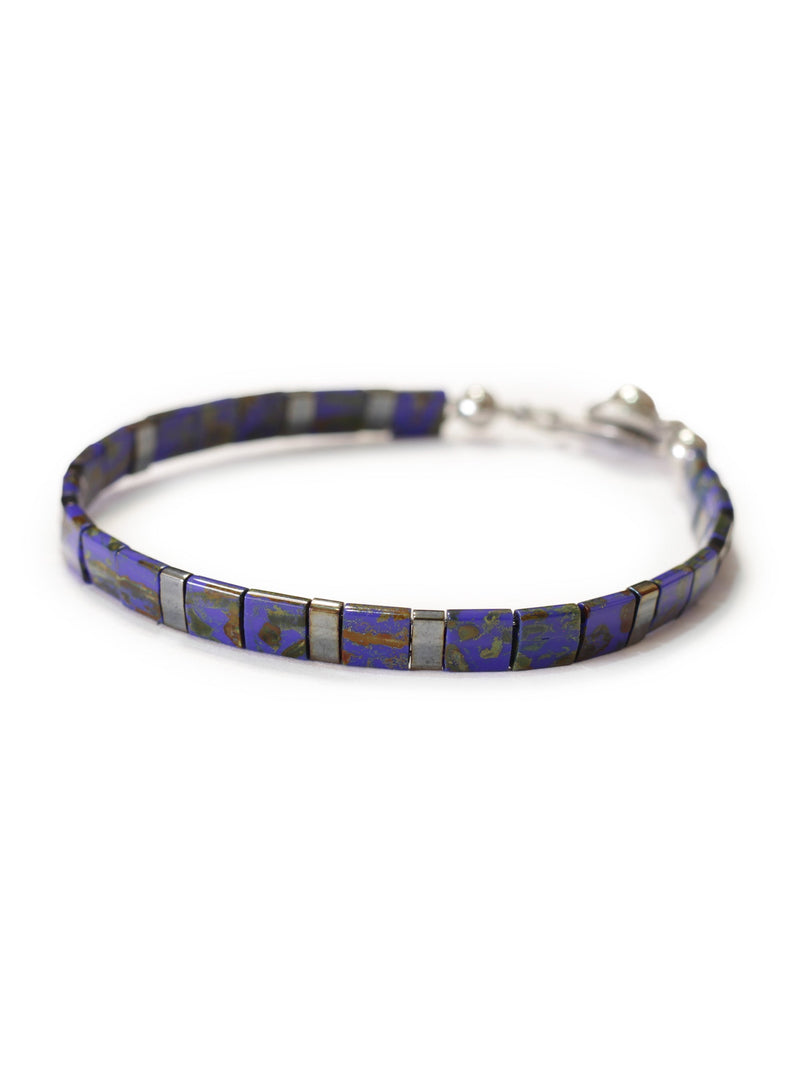Brazalete Miyuki Tila Azul Marmolizado