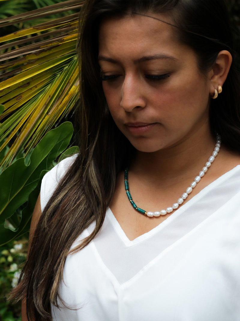 Collar Perla de Rio y Turquesa Africana