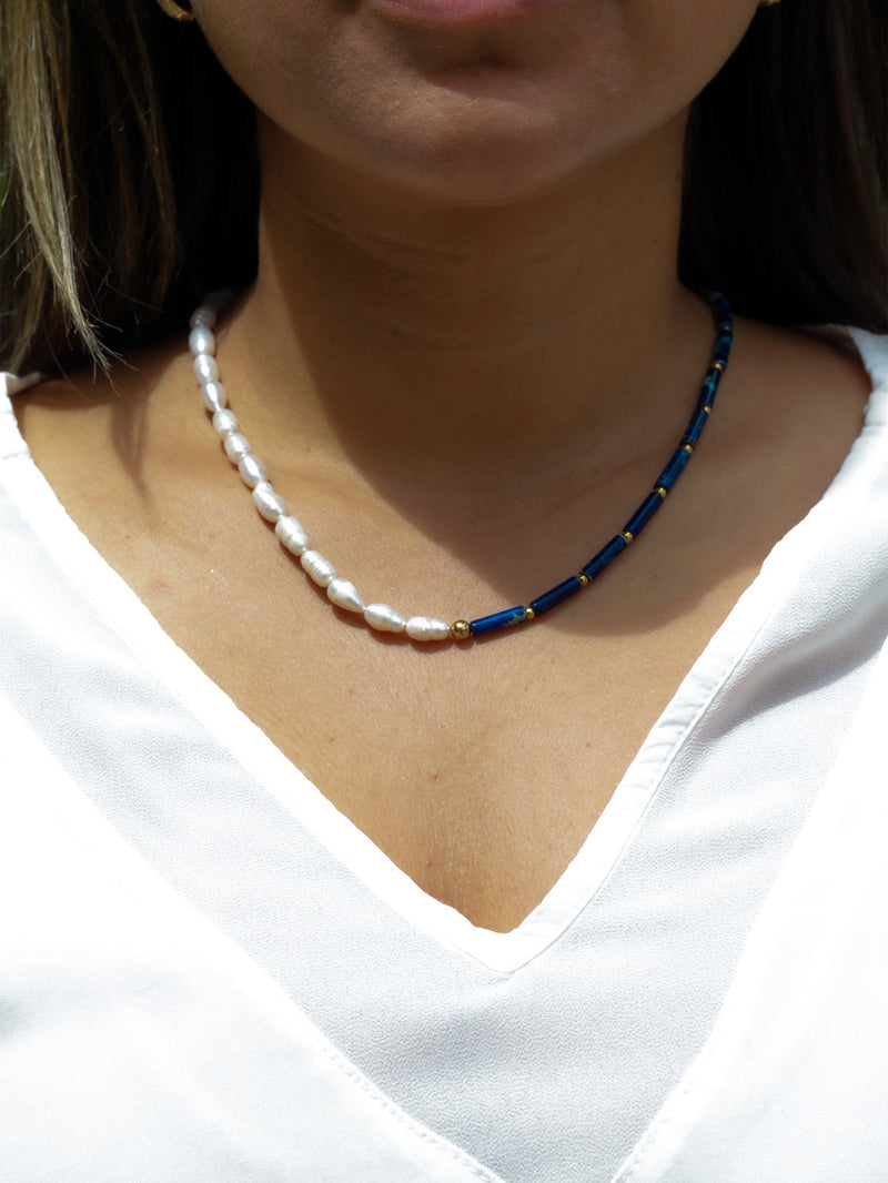 Collar Perla de Rio y Jasper Océano