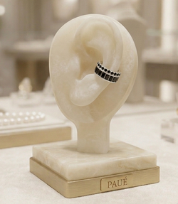 Earcuff Onix Chapado En Plata 925