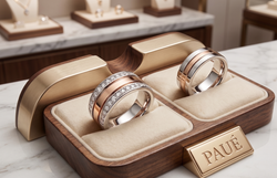 Argollas de Matrimonio Alborada Dual Oro Blanco y Oro Rosa 18k