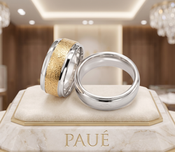 Argollas de Matrimonio Bastión Sagrado Oro y Oro Blanco 18k
