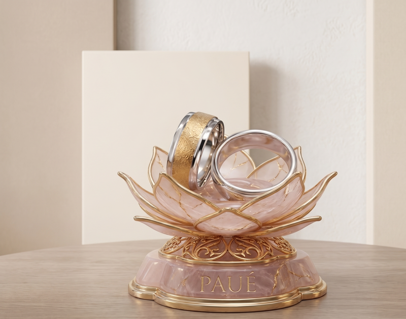 Argollas de Matrimonio Bastión Sagrado Oro y Oro Blanco 18k