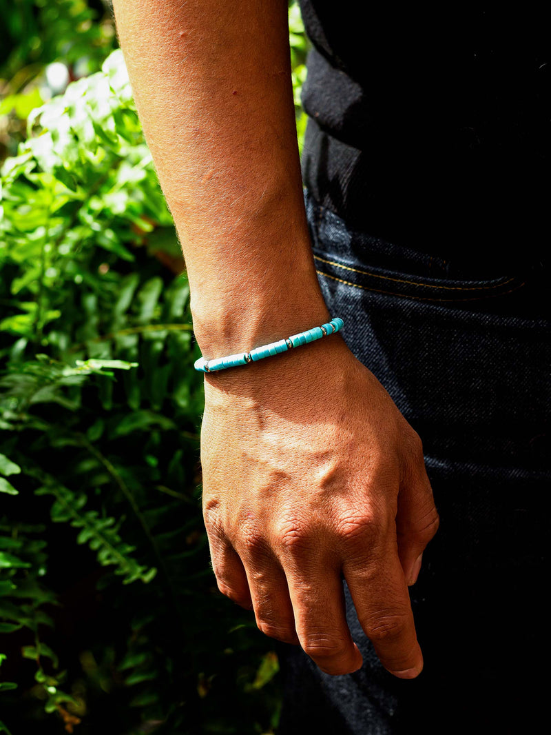 Brazalete Turquesa 4mm Heishi