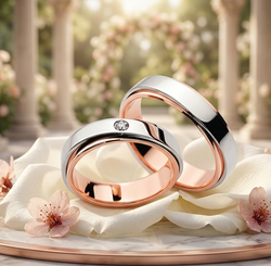 Argollas de Matromonio Zenith  Oro blanco y Oro Rosa 18k