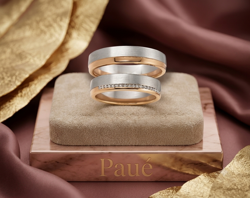 Argollas de Matrimonio Alliance de Vie  Oro blanco y Oro Rosa 18k