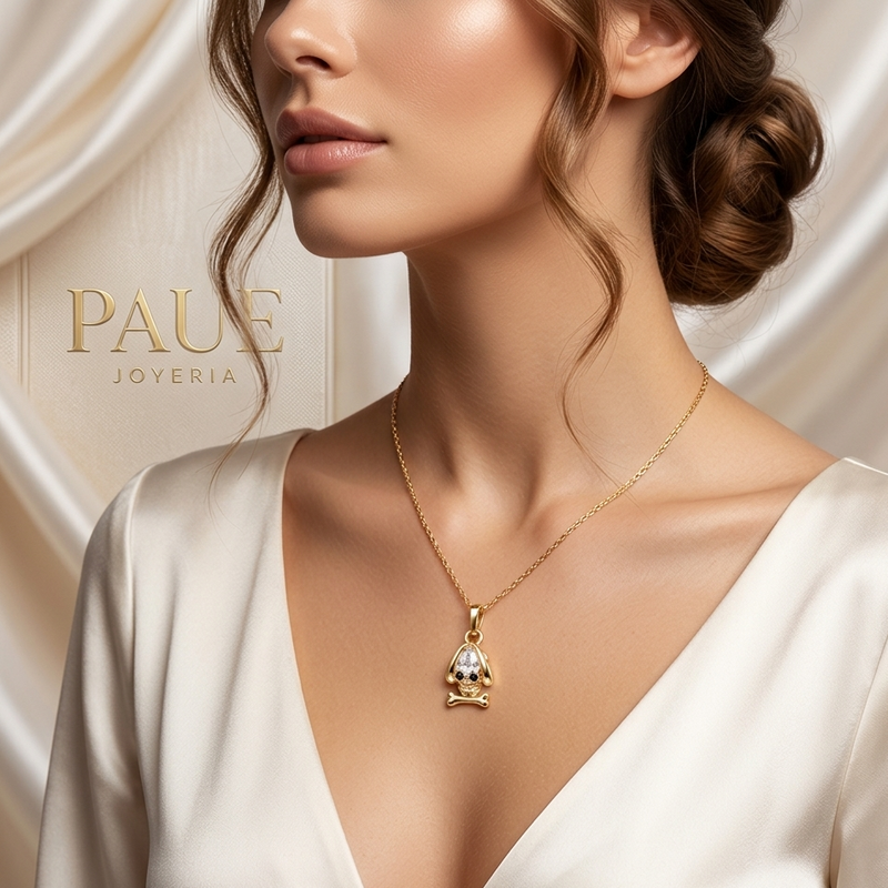 Dije Perro Seline Con Diamantes Oro puro 18k