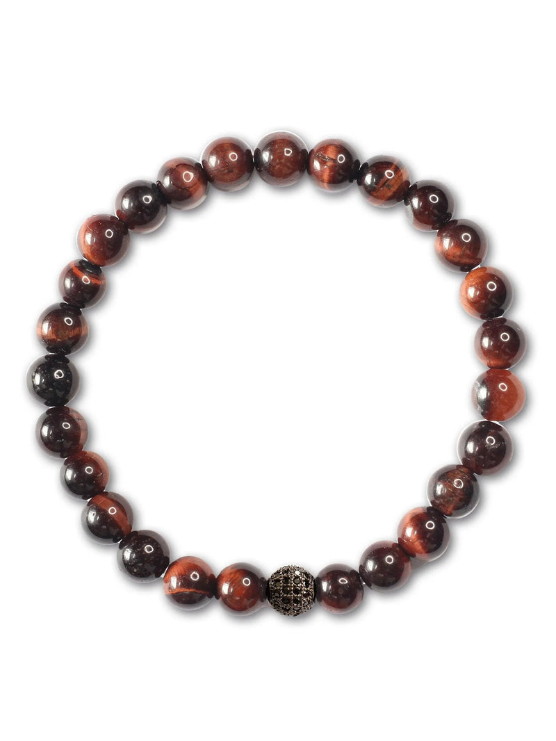 Brazalete Ojo de Tigre Rojo 6mm - Tayrona Accesorios
