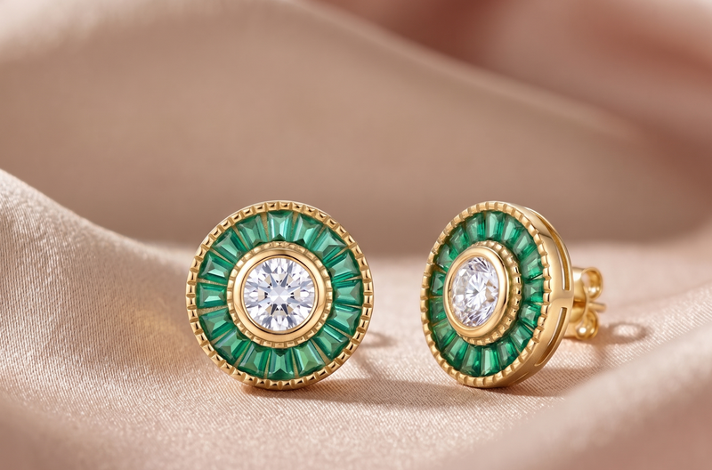 Aretes Empire En Esmeralda