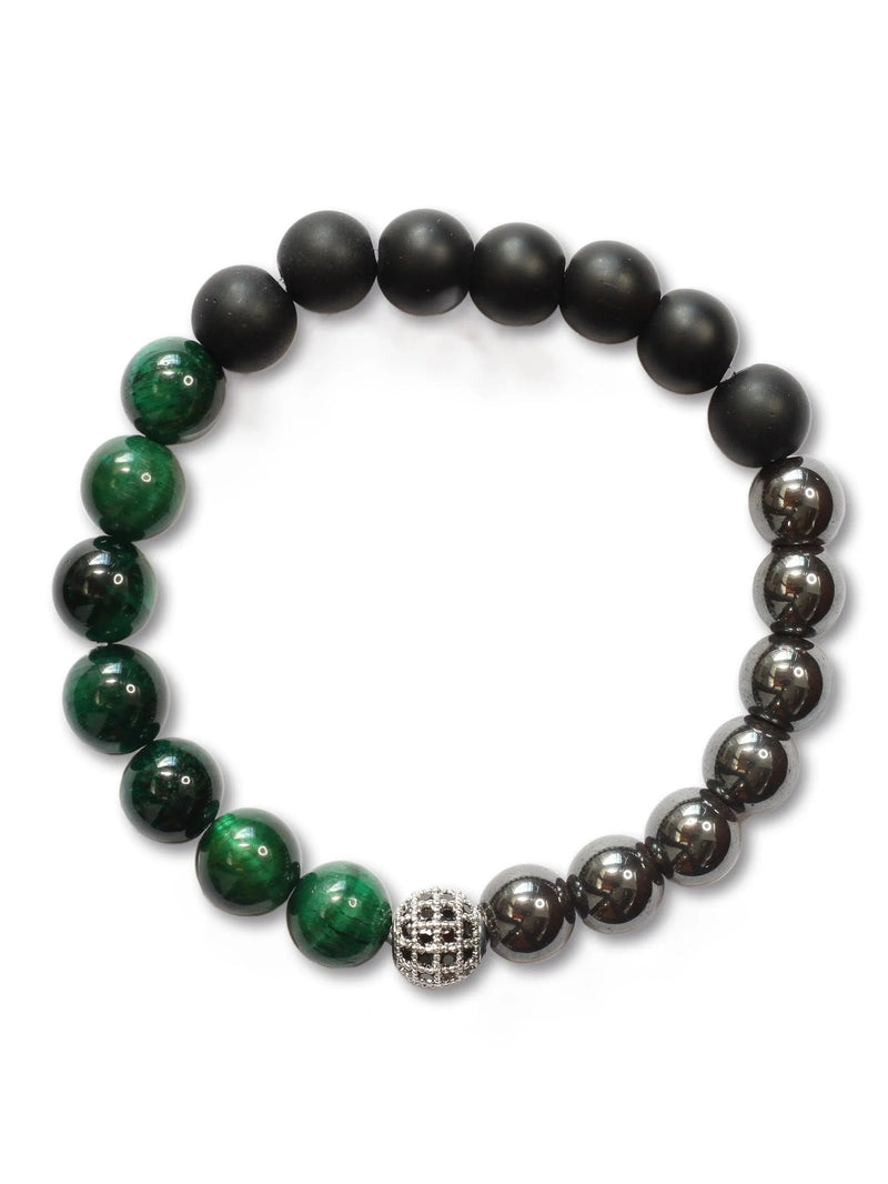 Brazalete Ojo de Tigre Verde Mixto 8mm - Tayrona Accesorios