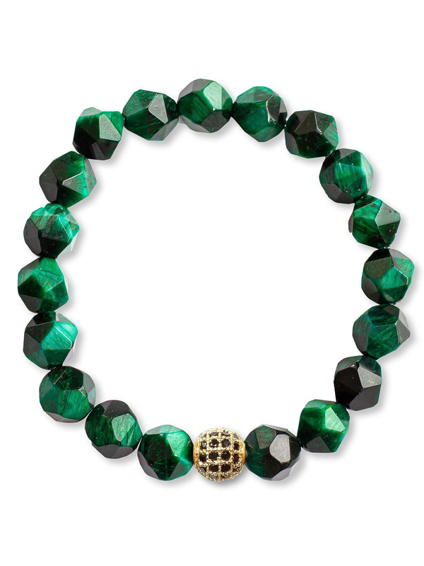 Brazalete Ojo de Tigre Verde Facetado 8mm - Tayrona Accesorios