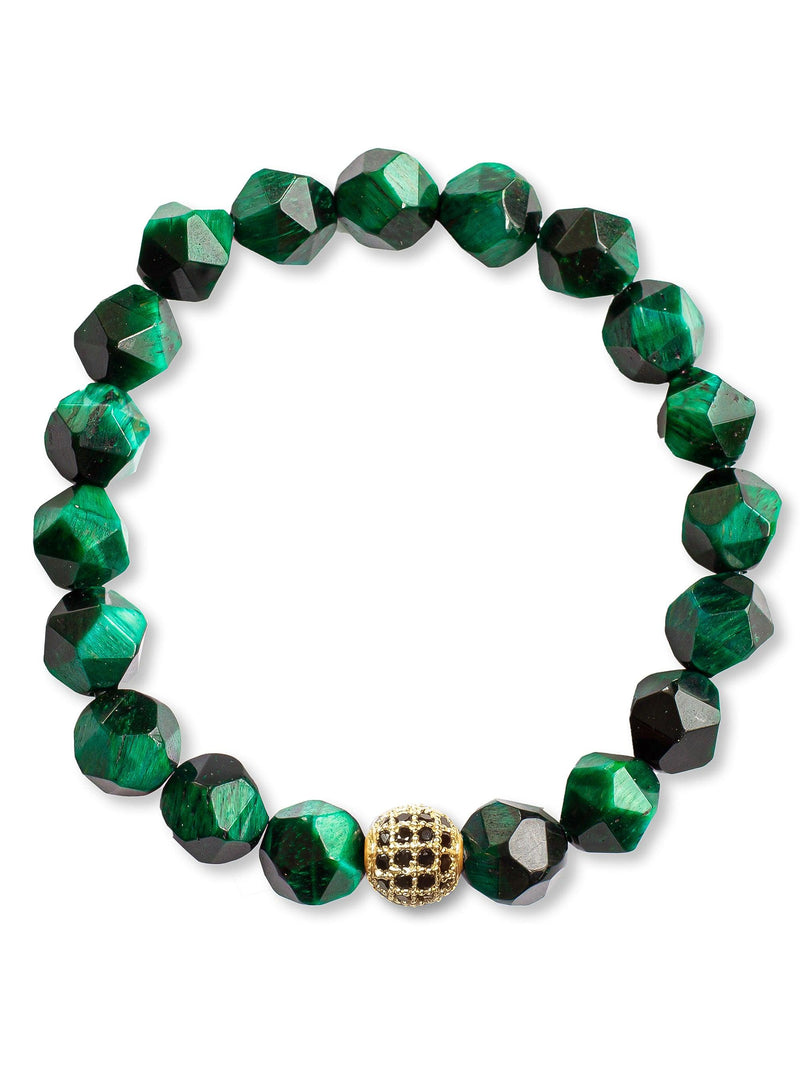Brazalete Ojo de Tigre Verde Facetado 8mm - Tayrona Accesorios