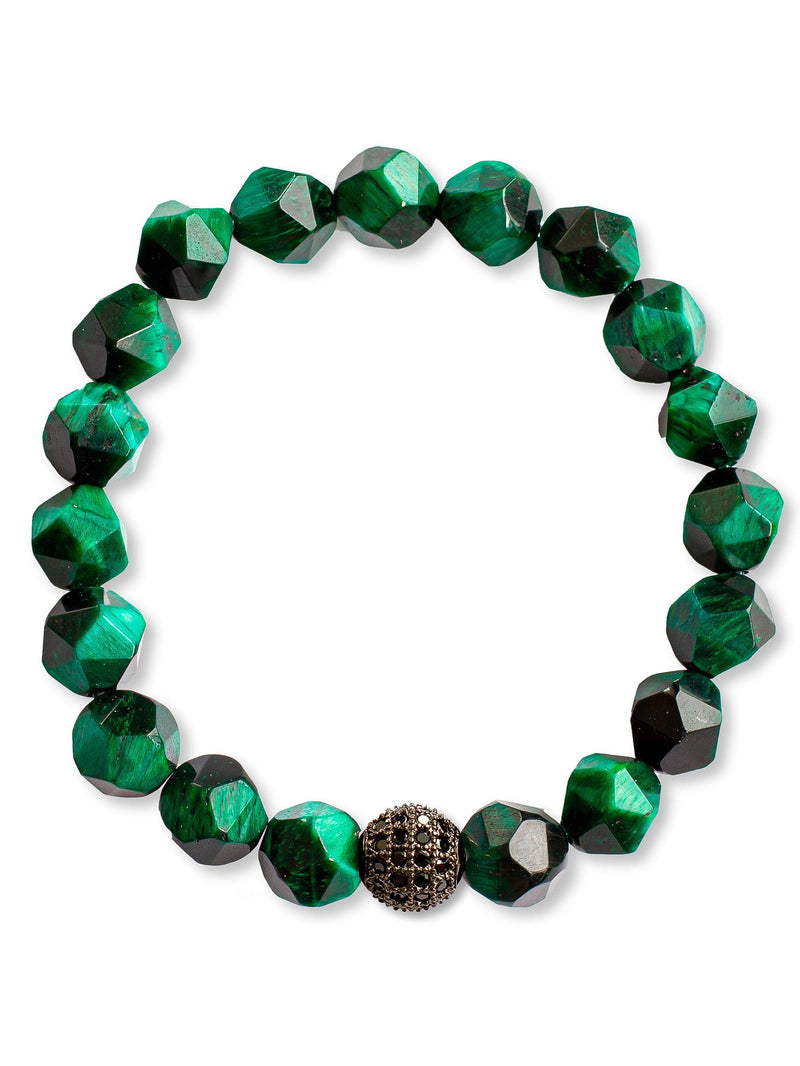 Brazalete Ojo de Tigre Verde Facetado 8mm - Tayrona Accesorios
