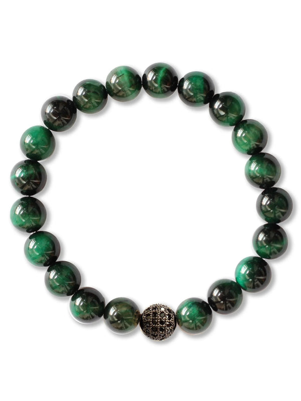 Brazalete Ojo de Tigre Verde 8mm - Tayrona Accesorios