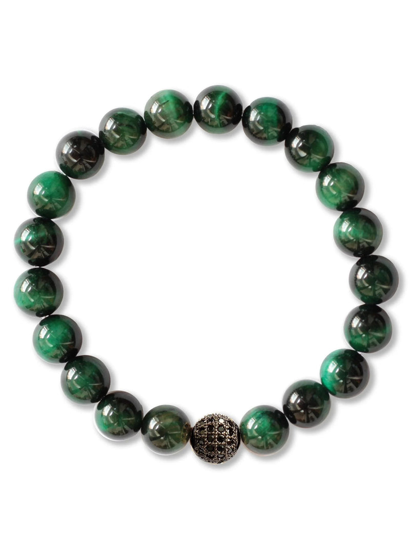 Brazalete Ojo de Tigre Verde 8mm - Tayrona Accesorios