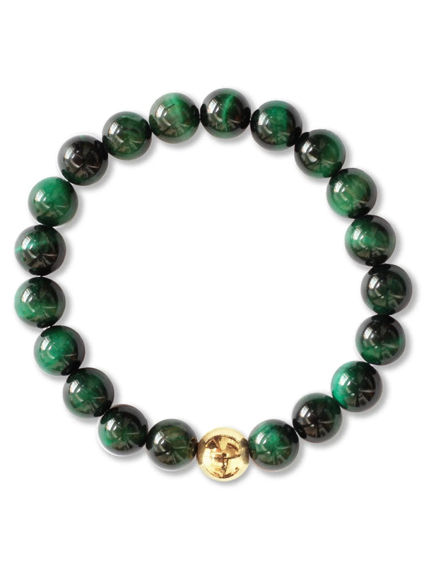 Brazalete Ojo de Tigre Verde 8mm - Tayrona Accesorios