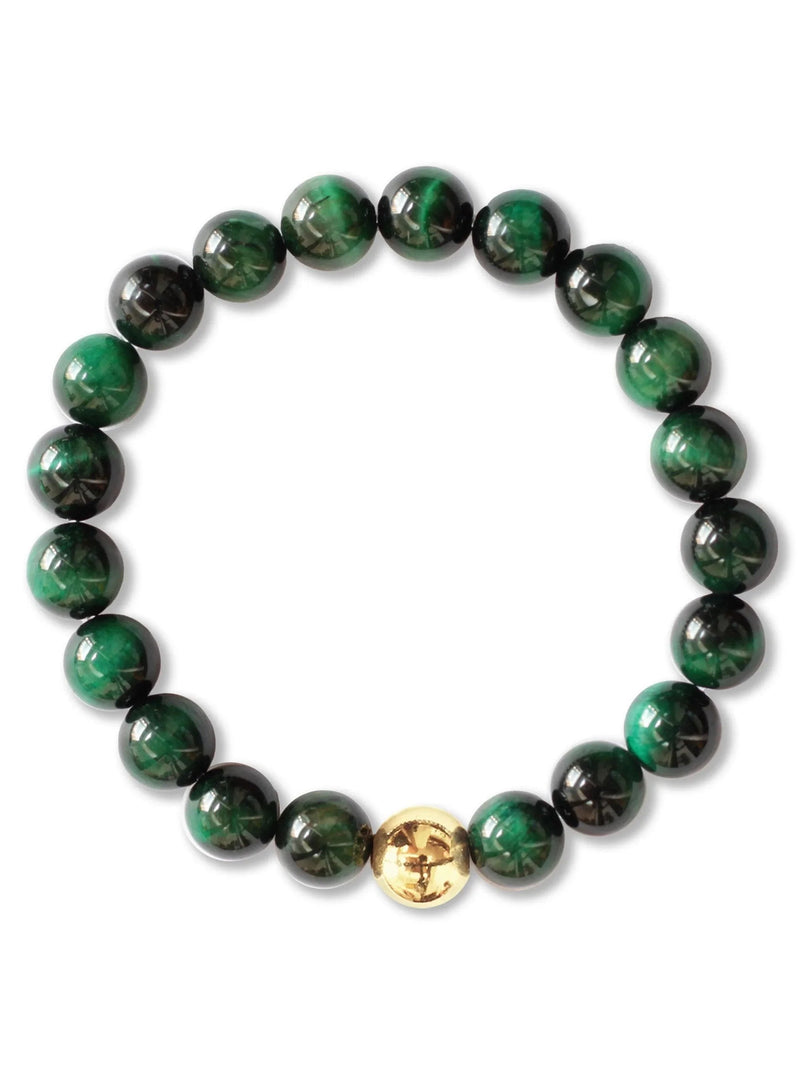 Brazalete Ojo de Tigre Verde 8mm - Tayrona Accesorios