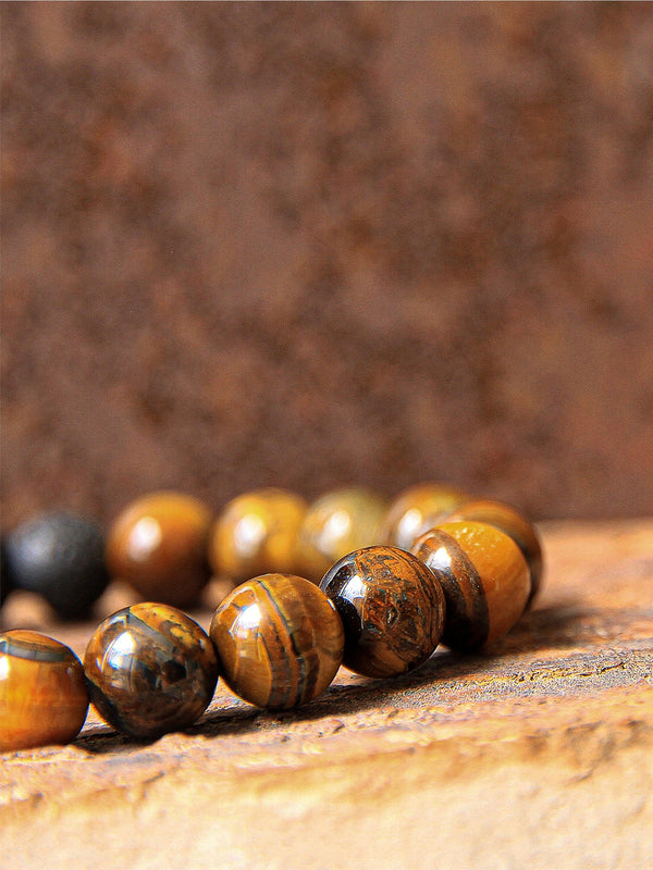 Brazalete Ojo de Tigre Mixto 6mm - Tayrona Accesorios