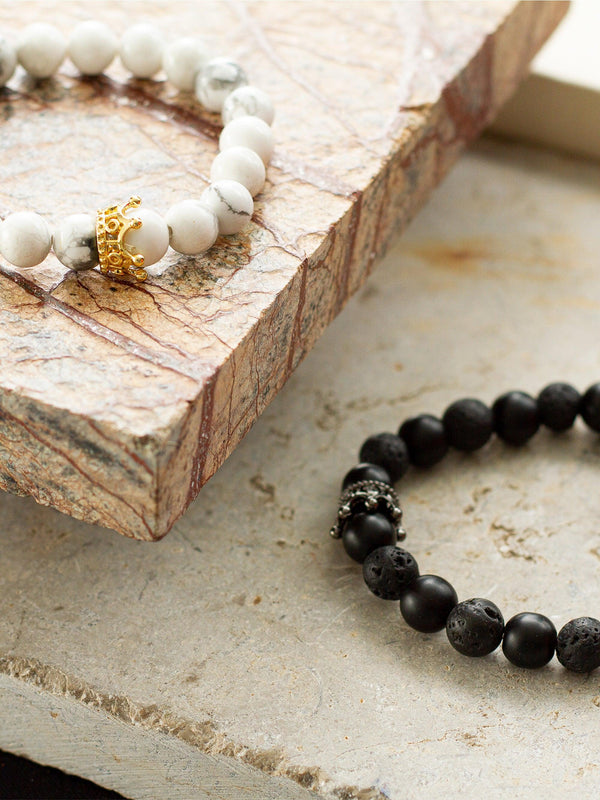 Brazalete Pareja Howlite 8mm - Tayrona Accesorios