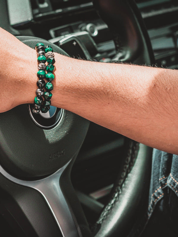 Brazalete Ojo de Tigre Verde Facetado 8mm - Tayrona Accesorios