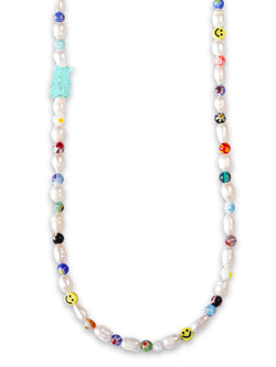 Collar Perla de Rio Millefiori 7mm