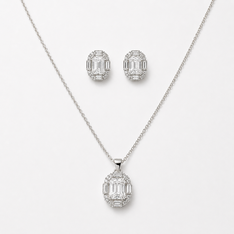 Set Cadena + Dije + Aretes Diamount
