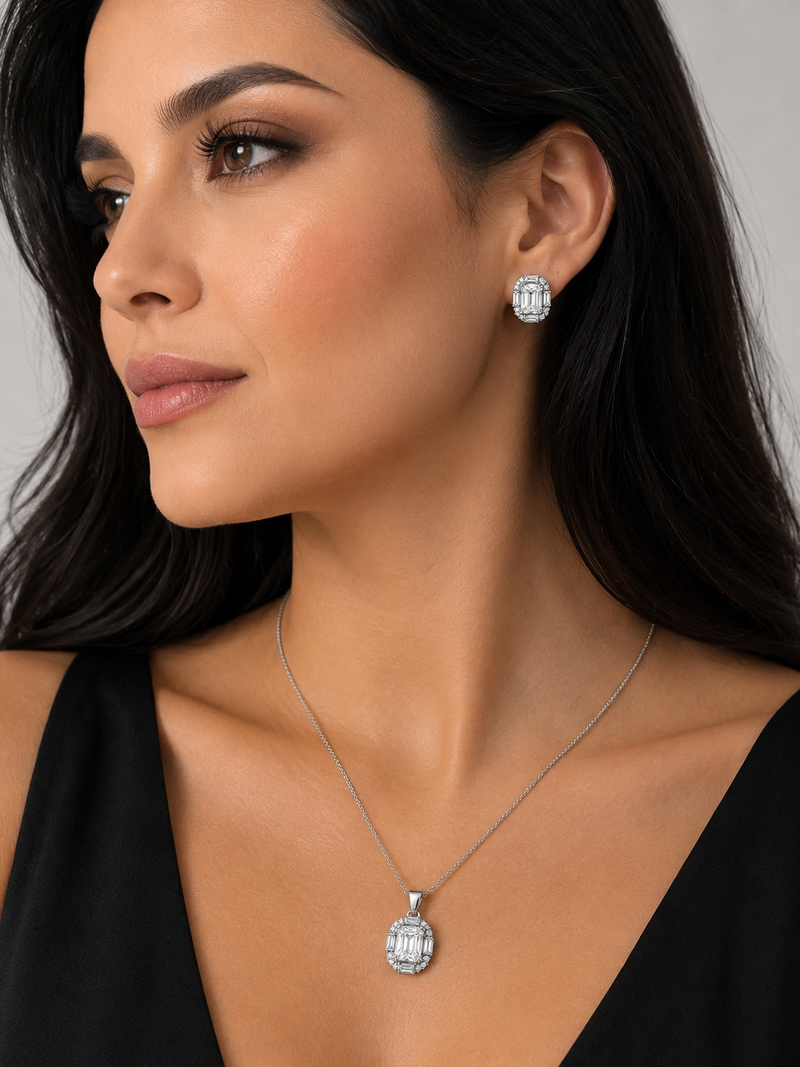 Set Cadena + Dije + Aretes Diamount
