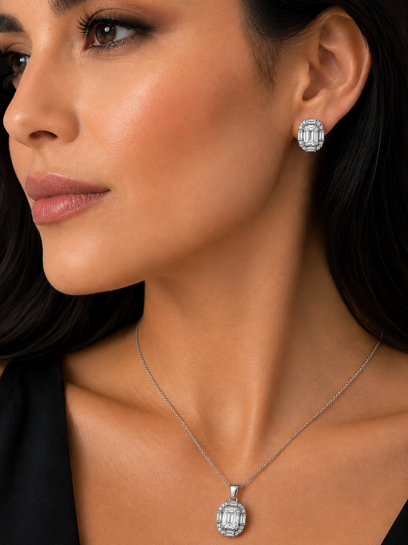 Set Cadena + Dije + Aretes Diamount