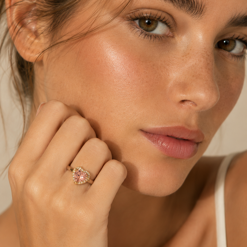 Anillo Corazon Rosado