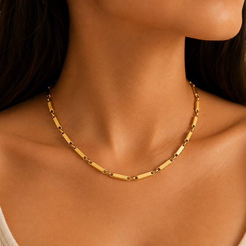 Cadena Tejido Mónaco En Oro Laminado