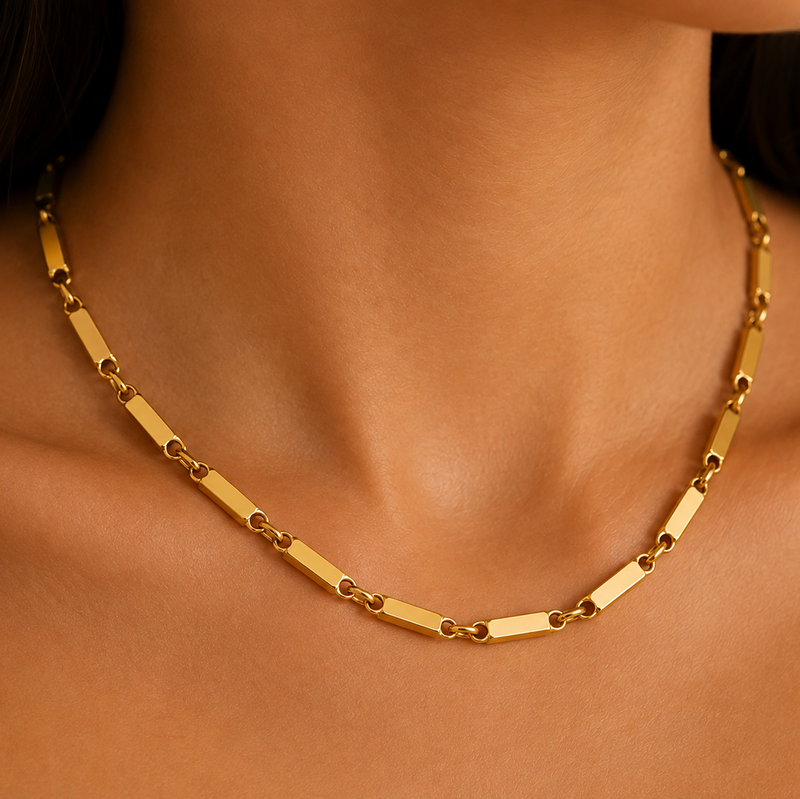 Cadena Tejido Mónaco En Oro Laminado