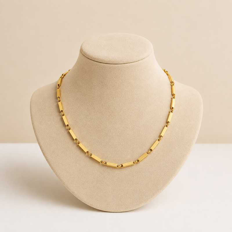 Cadena Tejido Mónaco En Oro Laminado