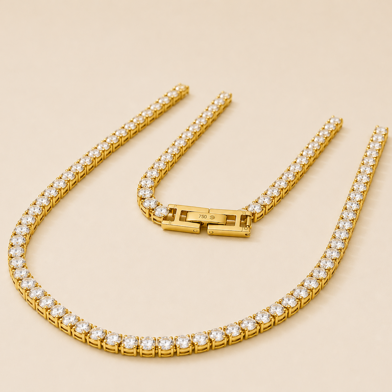 Cadena Tennis En Oro Laminado