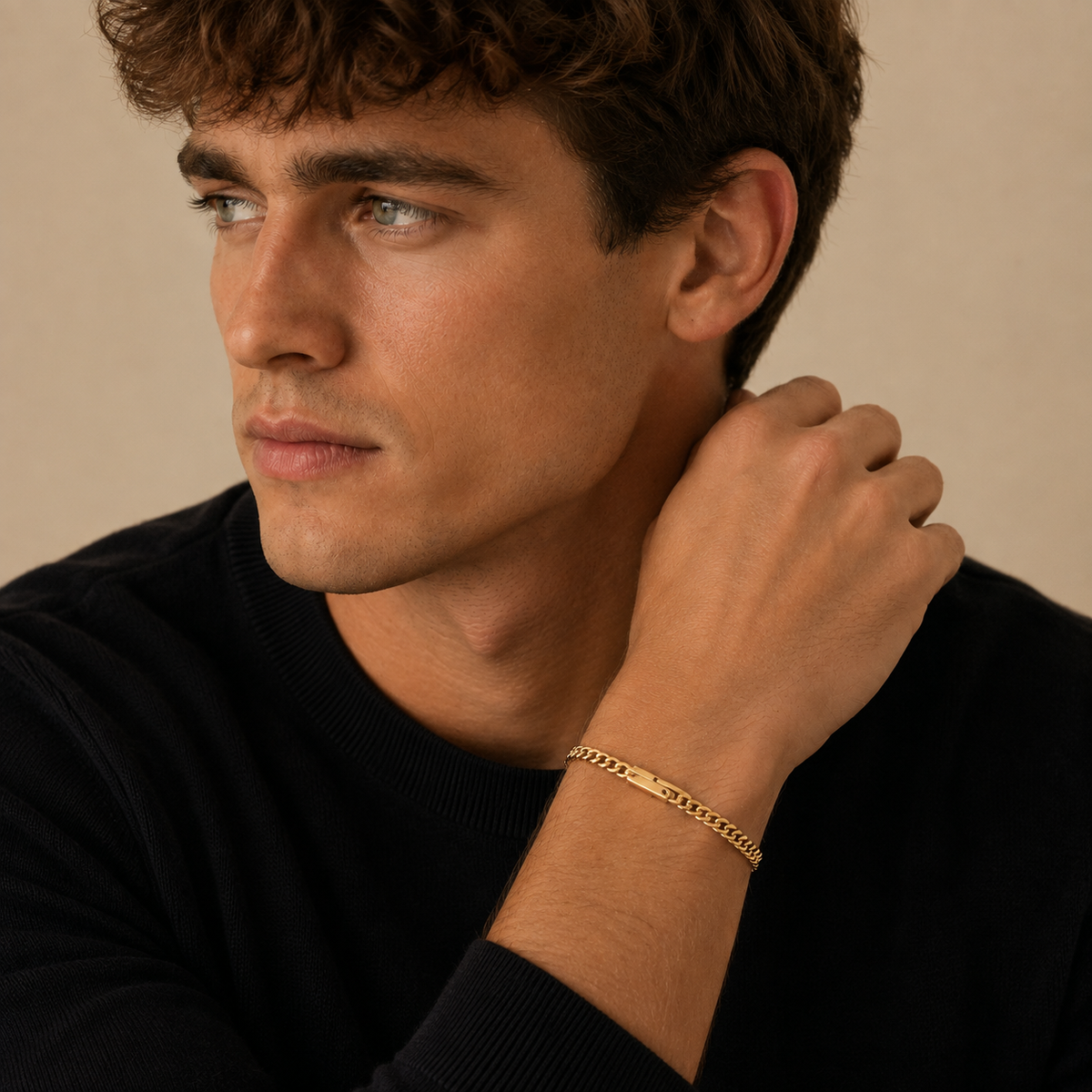 Pulsera Monolith Hombre En Oro Laminado