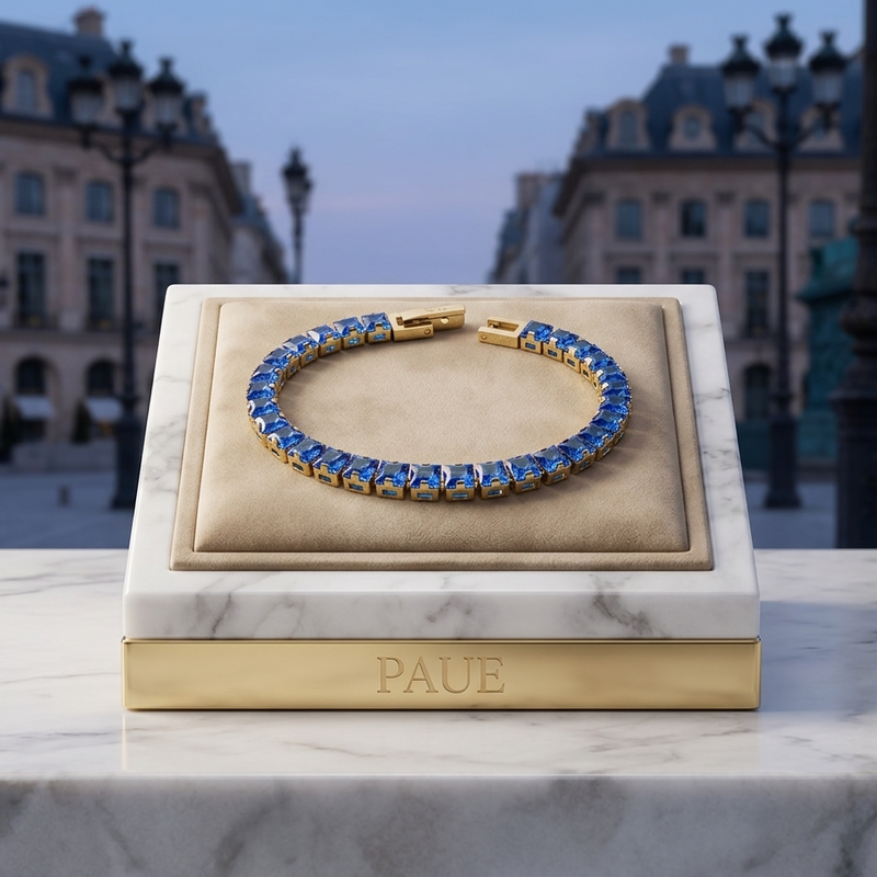 Pulsera Piedras Preciosas Hombre En Oro Laminado