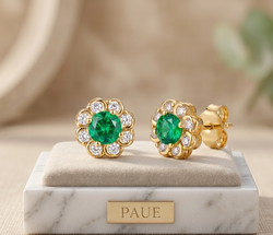 Aretes Pétalo En Esmeralda