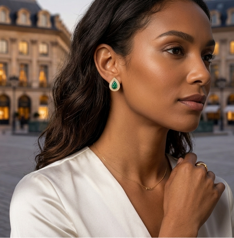 Aretes Gotiu En Esmeralda